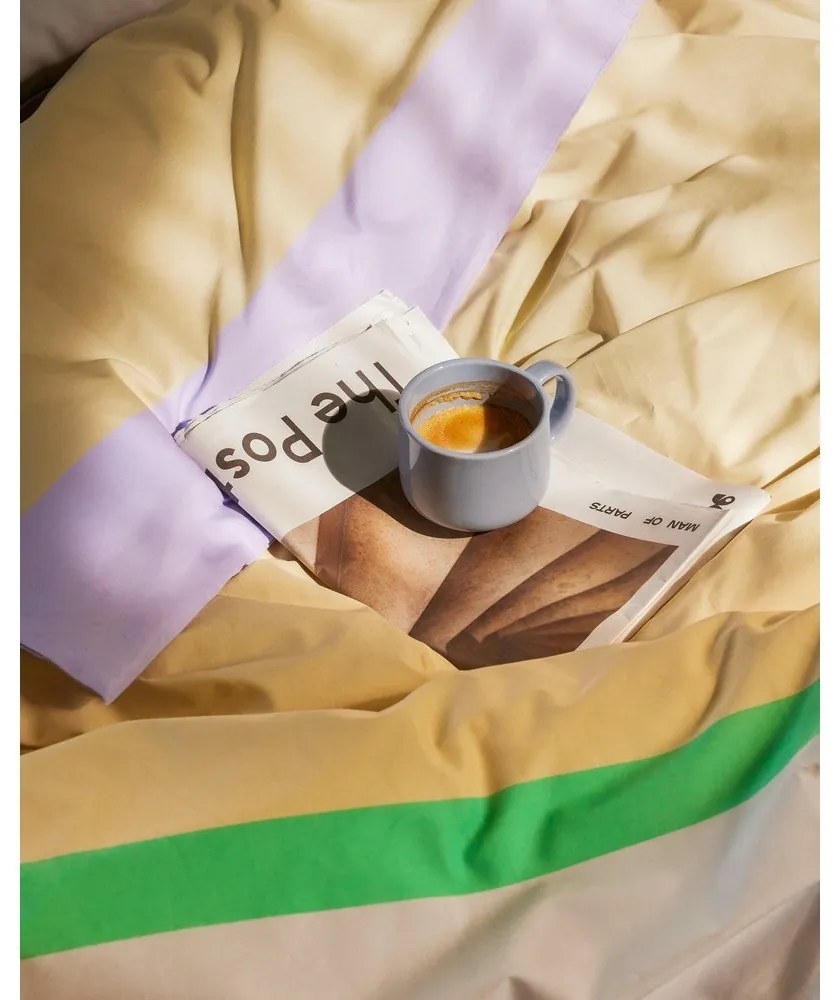 Predĺžené bavlnené obliečky na jednolôžko v béžovo-ľavanduľovej farbe 140x220 cm Block – Hübsch