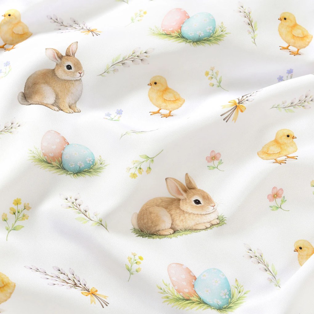 Goldea veľkonočná teflónová látka na obrusy - veselá veľká noc 160 cm