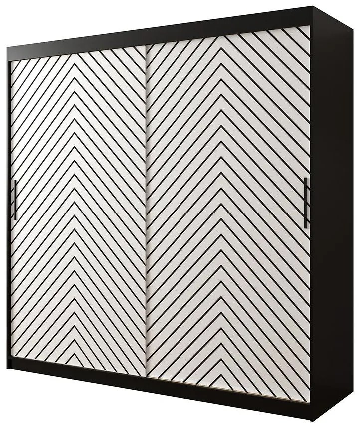 Skriňa Jodełka 1 200 čierna/biely/čierna