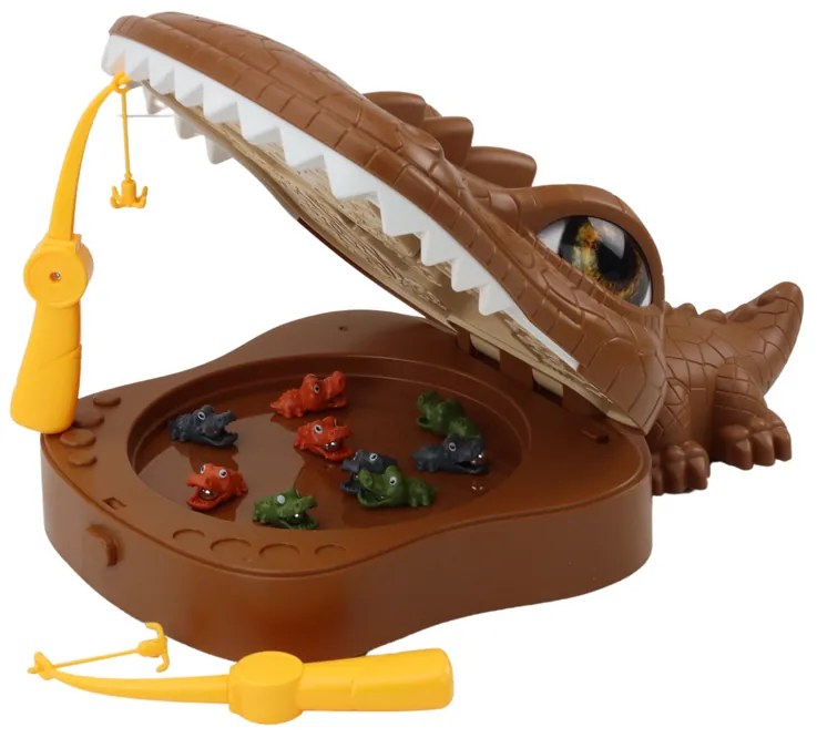 LEAN TOYS Hra Lov krokodílov - magnetický hnedý krokodíl