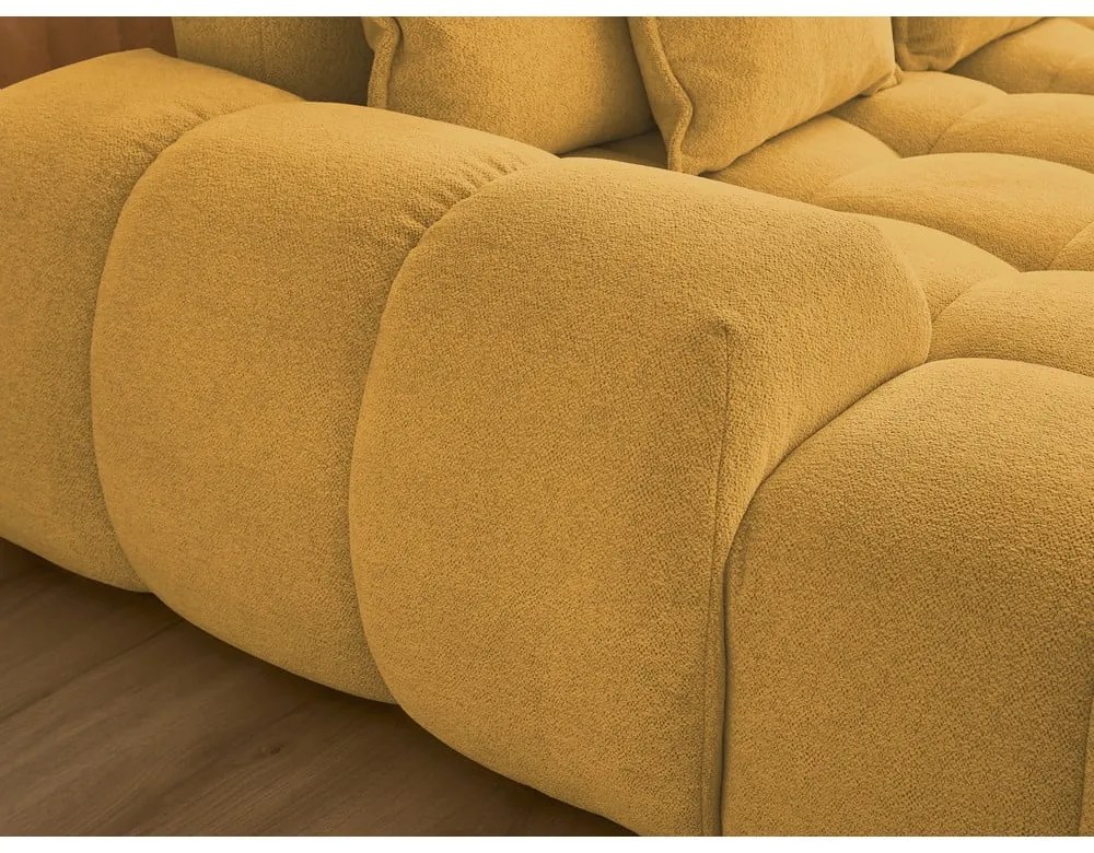 Ženilková rozkladacia/s úložným priestorom rohová pohovka v horčicovej farbe (pravý roh/do tvaru "U") Everest – Bobochic Paris