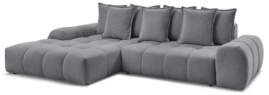 Tmavosivá ženilková rozkladacia/s úložným priestorom rohová pohovka (ľavý roh/s leňoškou) Everest – Bobochic Paris