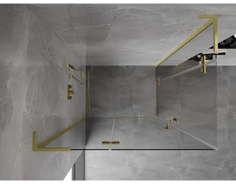 Mexen Mist-H L Duo, 2-krídlový sprchový kút 105 x 90 cm, číre sklo, zlatý matný profil, 8A5L-105L-090P-55-00