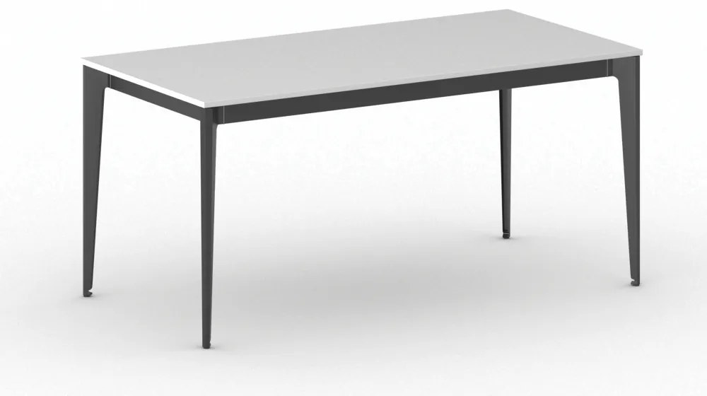 Rokovací kancelársky stôl PRIMO ACTION, 160x80 cm, čierna podnož, biela