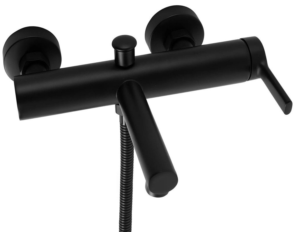 Rea Pixel, vaňová batéria s ručnou sprchovou súpravou, čierna matná, REA-B4523