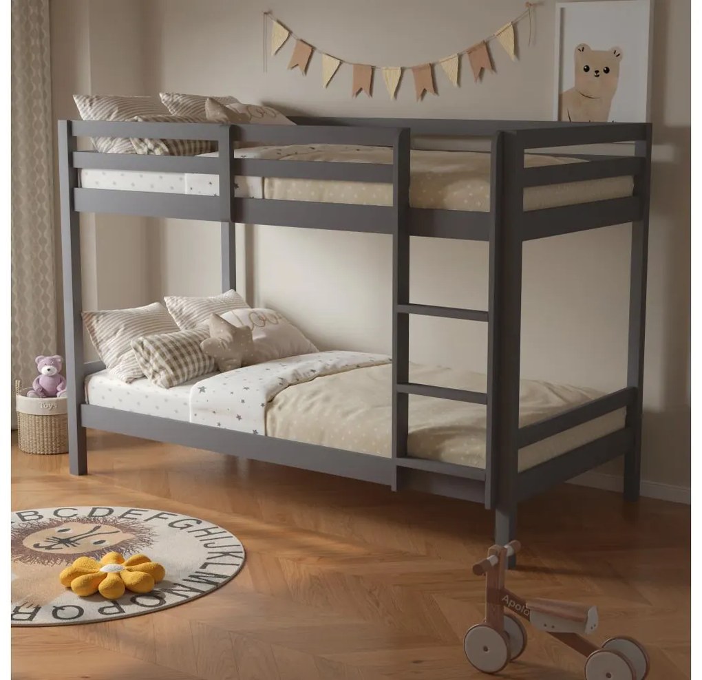 Detská poschodová posteľ 90 cm Invocato (sivá) (s roštom). Vlastná spoľahlivá doprava až k Vám domov. 1116362