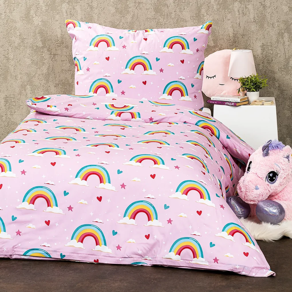 4Home Detské bavlnené obliečky Rainbow, 140 x 200 cm, 70 x 90 cm