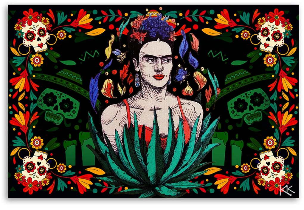 Gario Obraz na plátne Frida Kahlo v mexickom reliéfe Rozmery: 100 x 70 cm