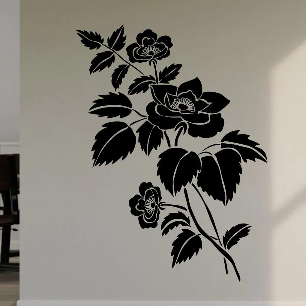 Veselá Stena Samolepka na stenu na stenu Kvetina Farba: černá