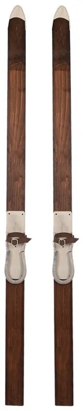 Hnedá antik drevená dekorácia lyže Ski Vintage - 8*7*140 cm