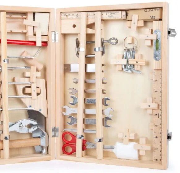 Small Foot - Kufrík s dreveným náradím Deluxe