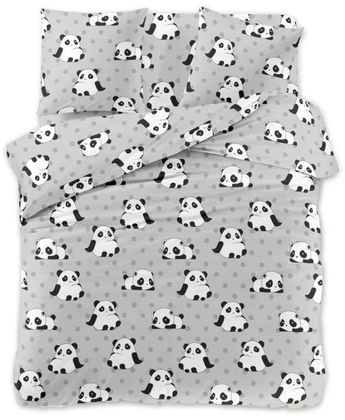 Obliečky z mikrovlákna PANDA sivé Rozmer obliečky: 70 x 90 cm | 140 x 200 cm