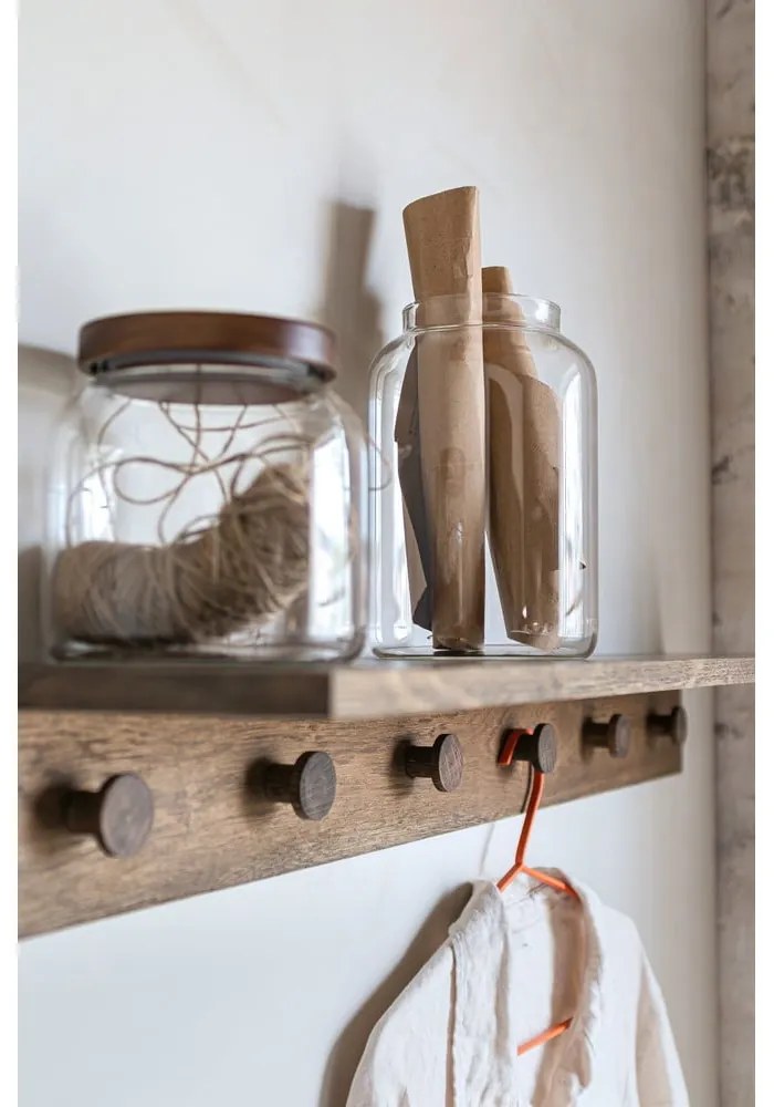 Hnedý nástenný vešiak z dubového dreva s poličkou 90 cm Showcase – Mette Ditmer Denmark