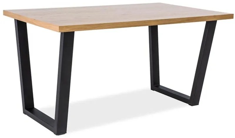 Čierny jedálenský stôl s doskou v dekore dub VALENTINO 150x90