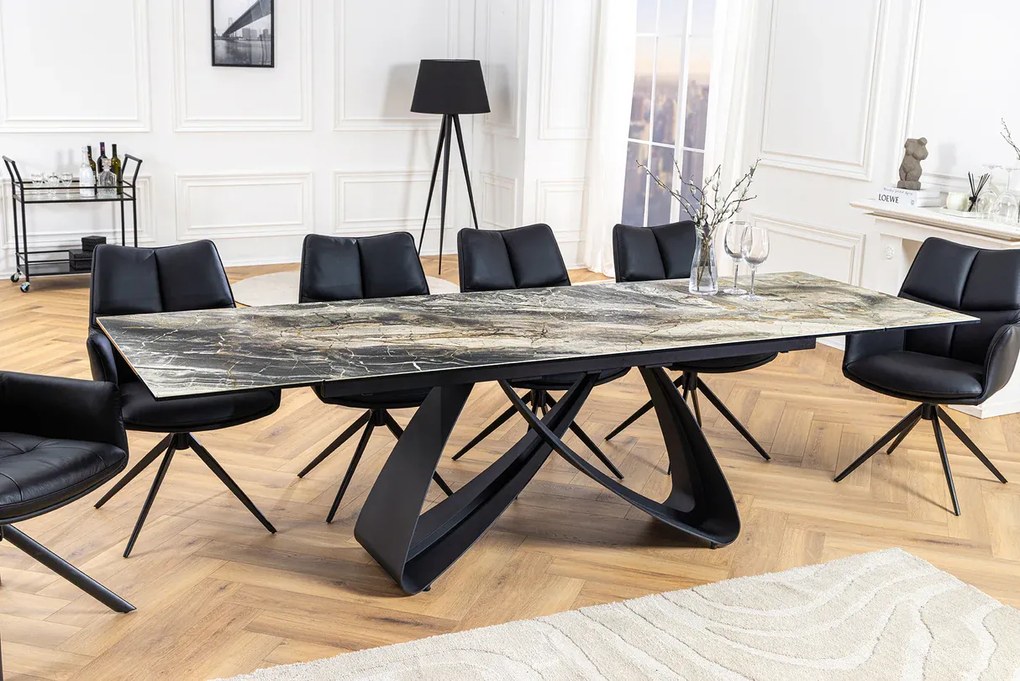 Jedálenský stôl TOMTOC 180-220-260 cm – keramický mramorový vzhľad taupe