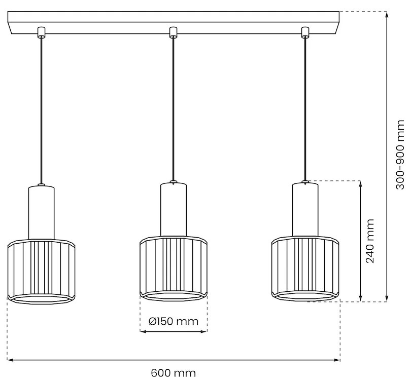 Závesné svietidlo Cristal, 3x transparentné krištáľové tienidlo, b/g