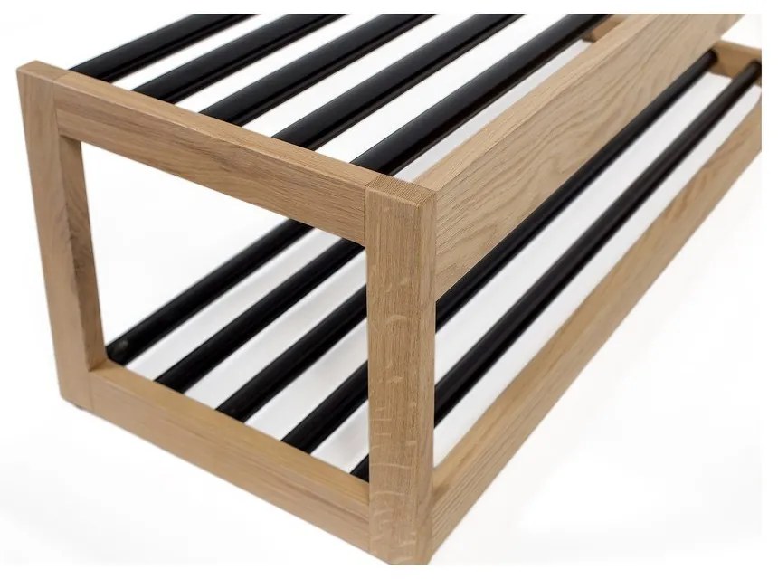 Čierna/prírodná kovová polica na topánky – Woodman