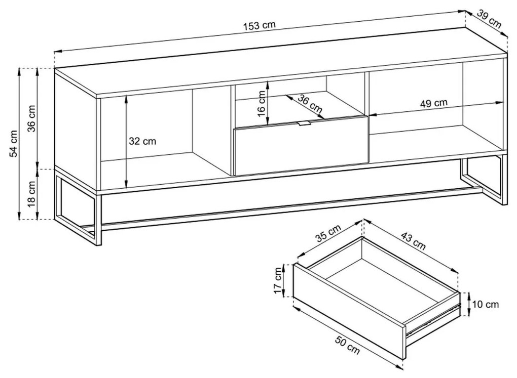 TV STOLÍK LORIEN DUB ARTISAN 153 cm