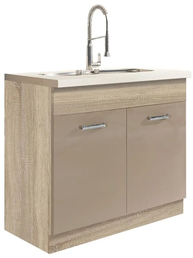 Kuchynská skrinka Premio 13D Sonoma/Biela/Cappuccino lesk