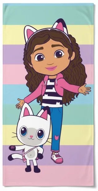 Jerry Fabrics - Dievčenská plážová osuška Gábinin kúzelný domček / 100% bavlna / rozmer 70 x 140 cm