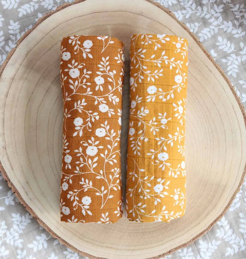 A Little Lovely Company - Mušelínové plienky, blossom - caramel - 2 ks