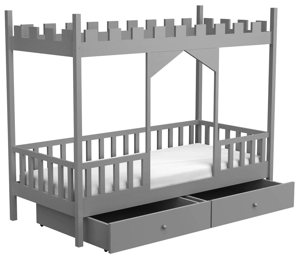 Detská posteľ zámok Dragon 4 - 120 x 200 cm - biela