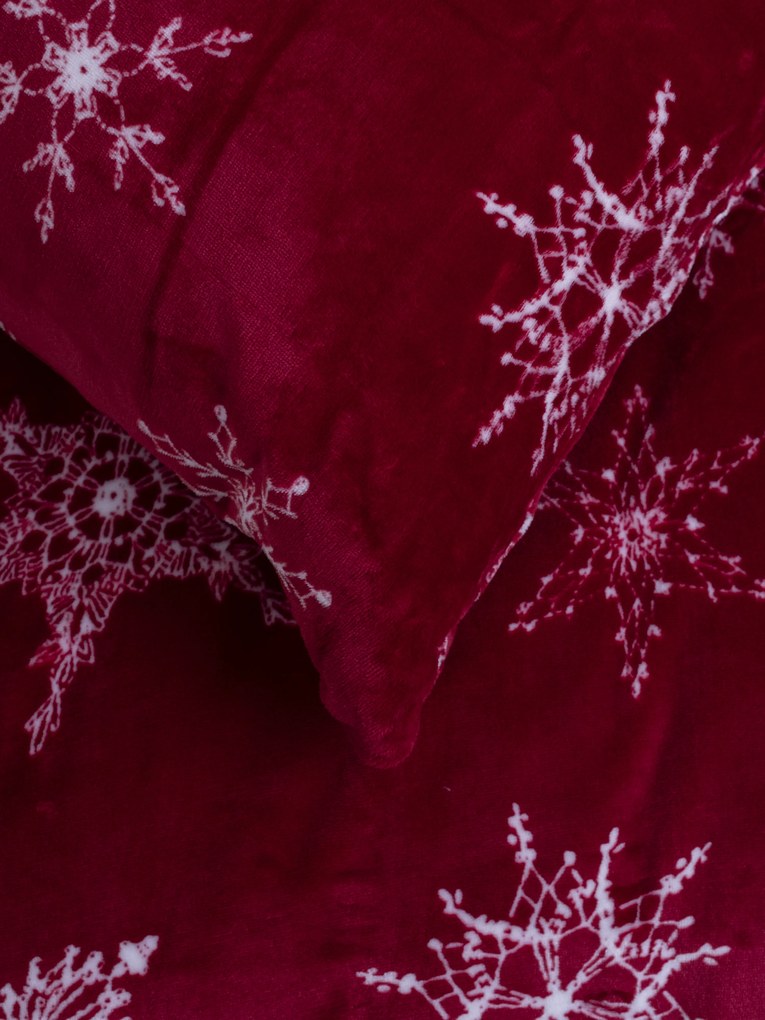 Obliečka na vankúš mikroplyš Exclusive 40 x 60 cm – Snehové vločky červené