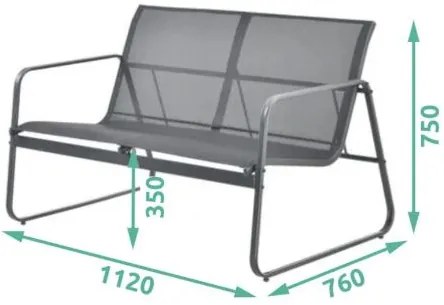 Záhradný kovový nábytok NUGRI (pohovka + 2 kreslá + stôl) - béžový