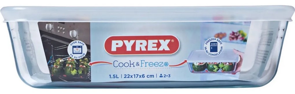Pyrex Dóza sklenená Cook & Freeze 1,5 l, 22 x 17 x 6 cm, 1,5 l