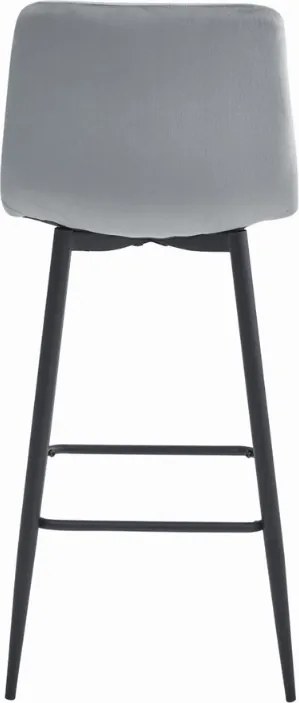 Svetlo sivá barová stolička POZZA VELVET s čiernymi nohami