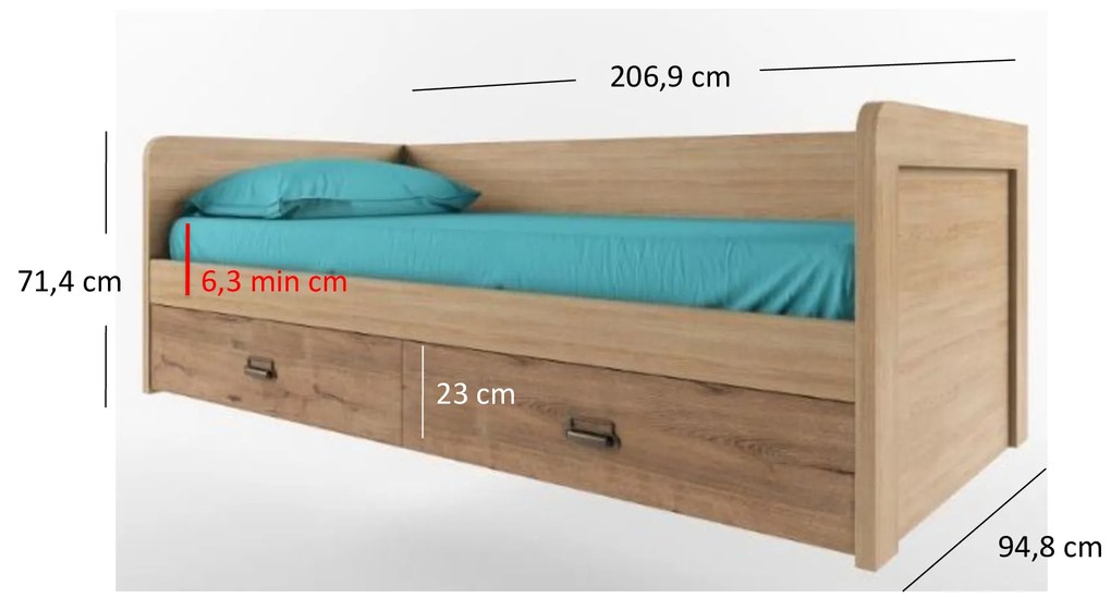Jednolôžková posteľ 90 cm Danica (madura + dub wellington) (s roštom). Vlastná spoľahlivá doprava až k Vám domov. 1052858