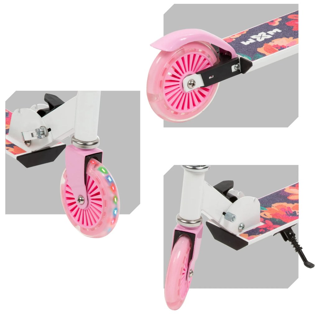 Kidwell Skladacia detská kolobežka SKIPO Floral WXM s LED kolesami ABEC-7 prw-00144384