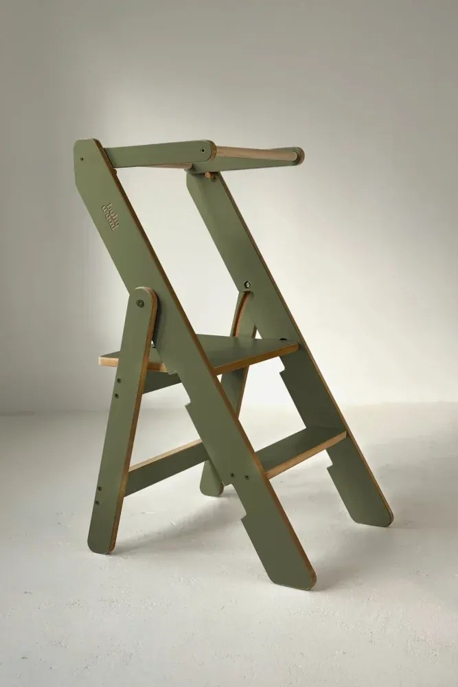 Učiaca montessori detská veža skladacia olivová