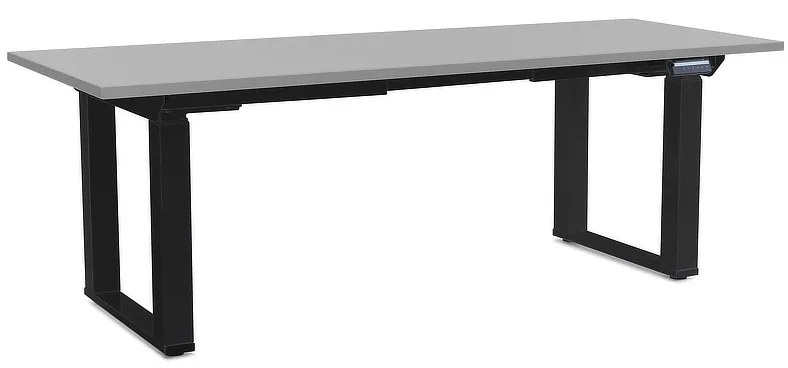 Výškovo nastaviteľný stôl OfficeTech Strong 200 x 80 cm, čierna podnož, svetlo sivá