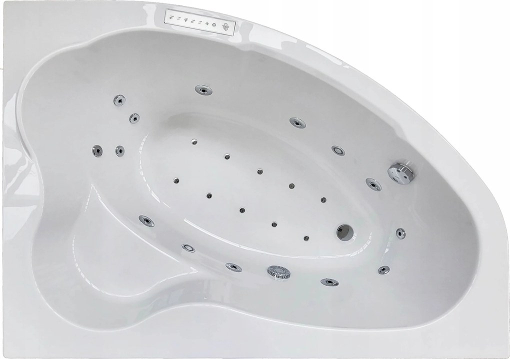 Rohová vírivka s vírivkou, asymetrická, akrylová, 170 x 110 cm