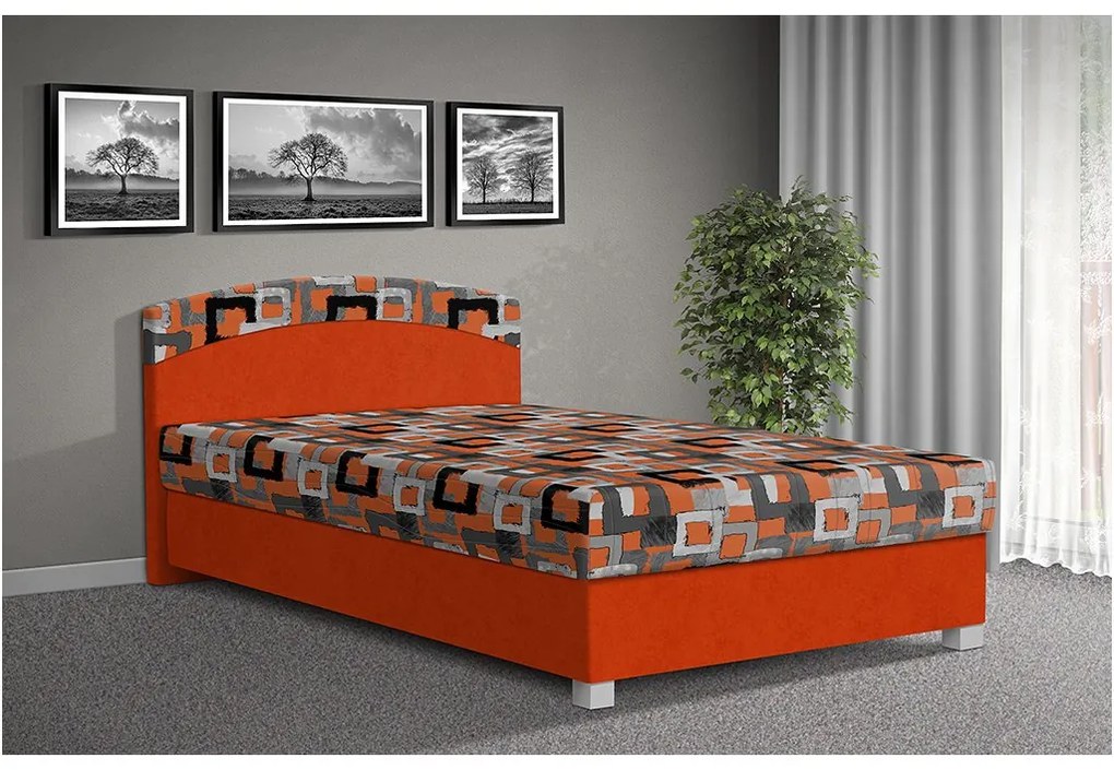 Nabytekmorava Čalúnená posteľ s úložným priestorom Aurelie 140x200cm čalúnenie: Čierna / Mega 023 oranžová