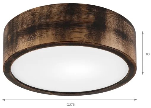 Stropné svietidlo OAK SMOKY 1xE27/15W/230V, pr. 27,5 cm, dub tmavohnedý