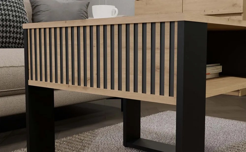 Konferenční stolek Lawa Modern 2P MINI SLIM dub artisan/černý