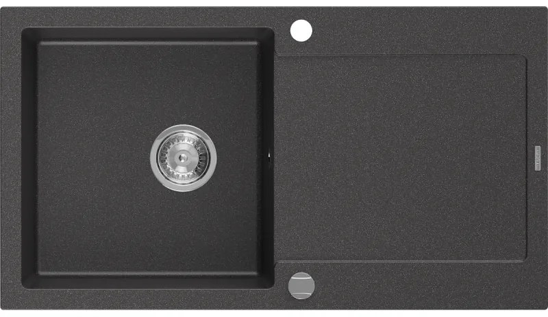 Mexen Leo - drez granitový 90x50cm, 1-komorový, čierna-škvrny, 6501901010-76