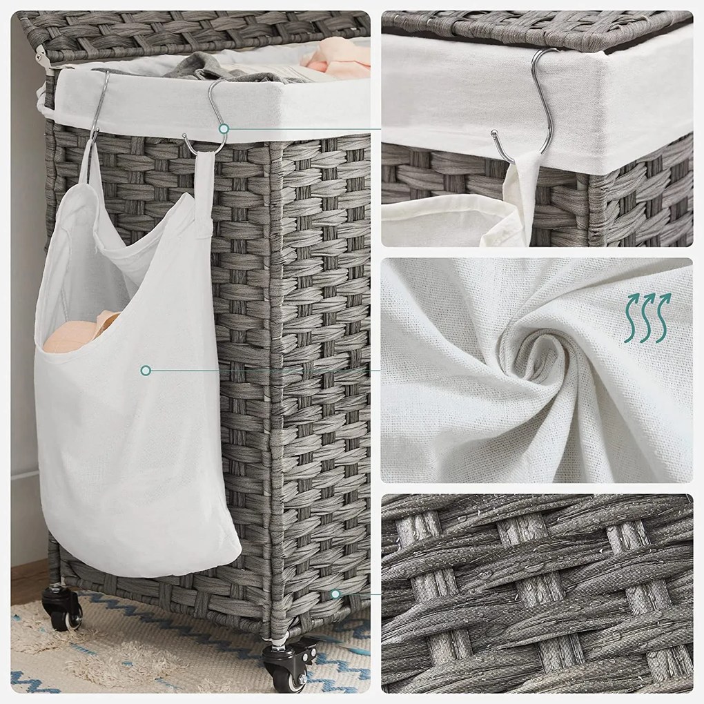 Kôš na bielizeň Laun 140 l sivý