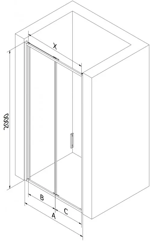 Mexen Exo, skladacie dvere do otvoru 95x200 cm, 6mm číre sklo, chrómový profil, 816-095-000-01-00