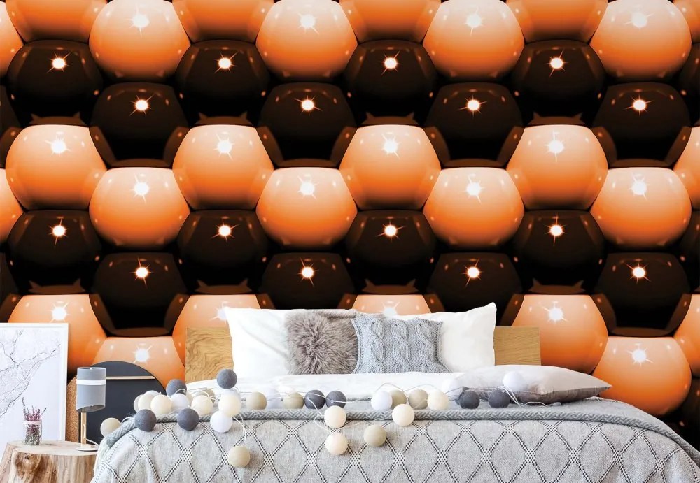 Fototapeta GLIX - 3D Orange And Black Ball Pattern + lepidlo ZADARMO Vliesová tapeta  - 250x104 cm