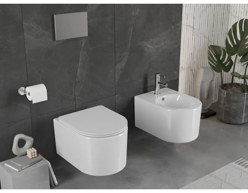 Mexen SOFIA Rimless závesná wc misa so sedátkom s pomalým zatváraním, 49 x 37 cm, biela, 30540300