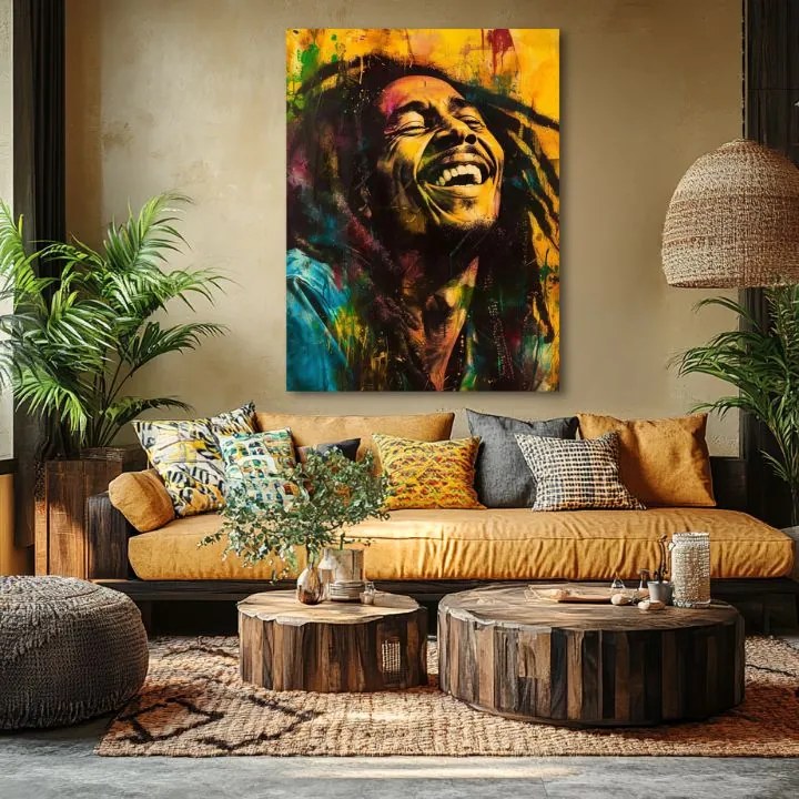 Obraz Bob Marley - Jamajská hviezda | 100% originál domaľovaný akrylom 60x90 cm