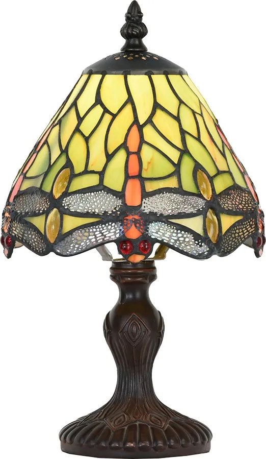 Zelená stolná lampa Tiffany s vážkami - Ø 18*32 cm E14/max 1*25W