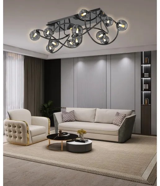 Wofi 9014-1205 - LED Prisadený luster NANCY 12xG9/3,5W/230V čierna/chróm