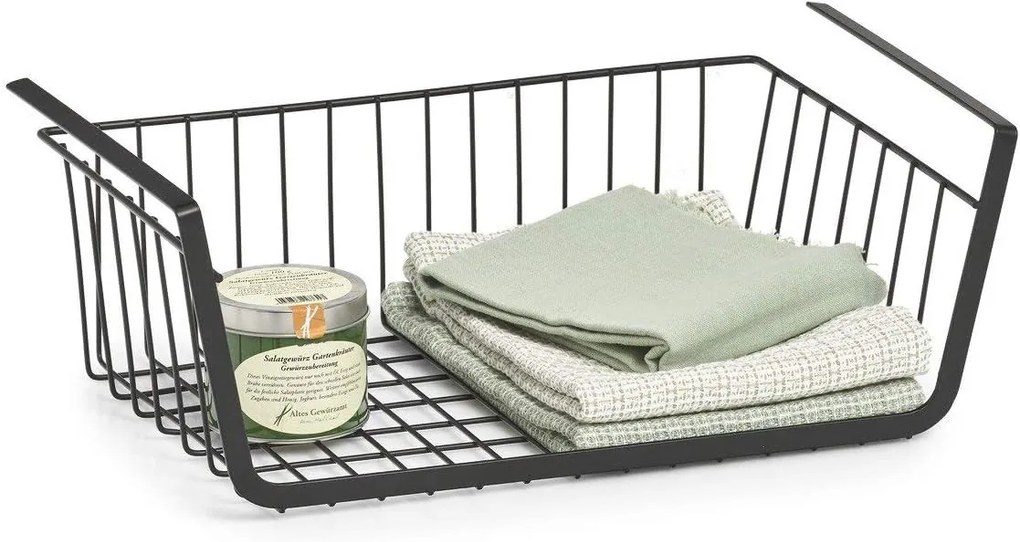 Zeller Present Prídavný závesný kôš pod policu, čierny UNDER, 41x26x15 cm