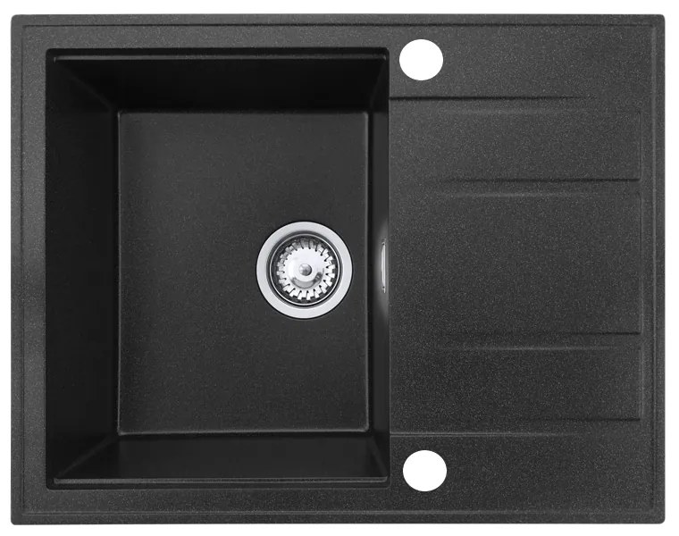 Gamma Modern 6550, 1-komorový granitový drez 650x500x210 mm s krátkym odkvapkávačom, čierna škvrnitá, GMA-ZLE000090