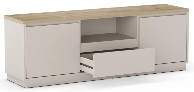 Béžový TV stolík v dekore duba 161x55x40 cm Loreta – Marckeric