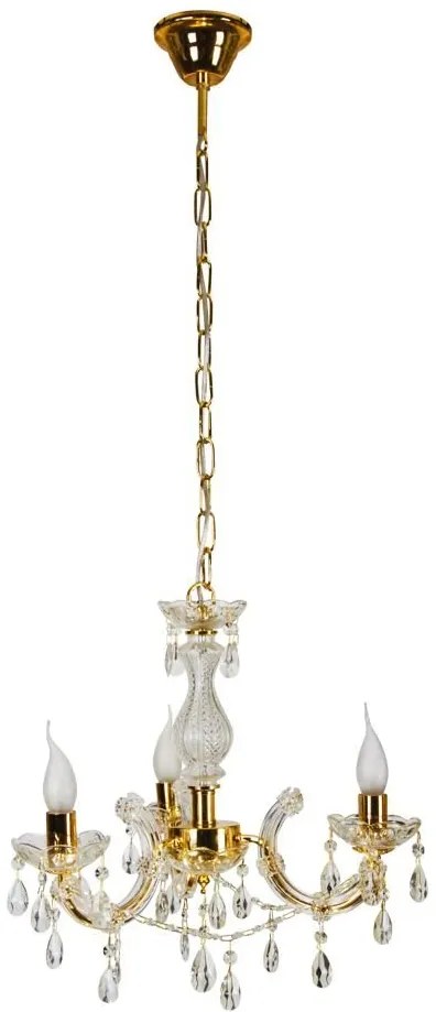 Candellux Zlatý krištáľový luster Maria Teresa pre žiarovku 3x E14 33-94639